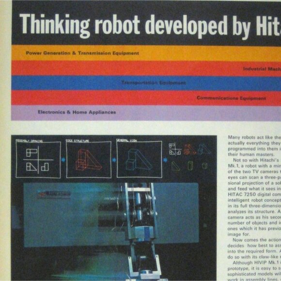 Hitachi Thinking Robot Developed Print Ad Vintage 1971 - Picture 2 of 2